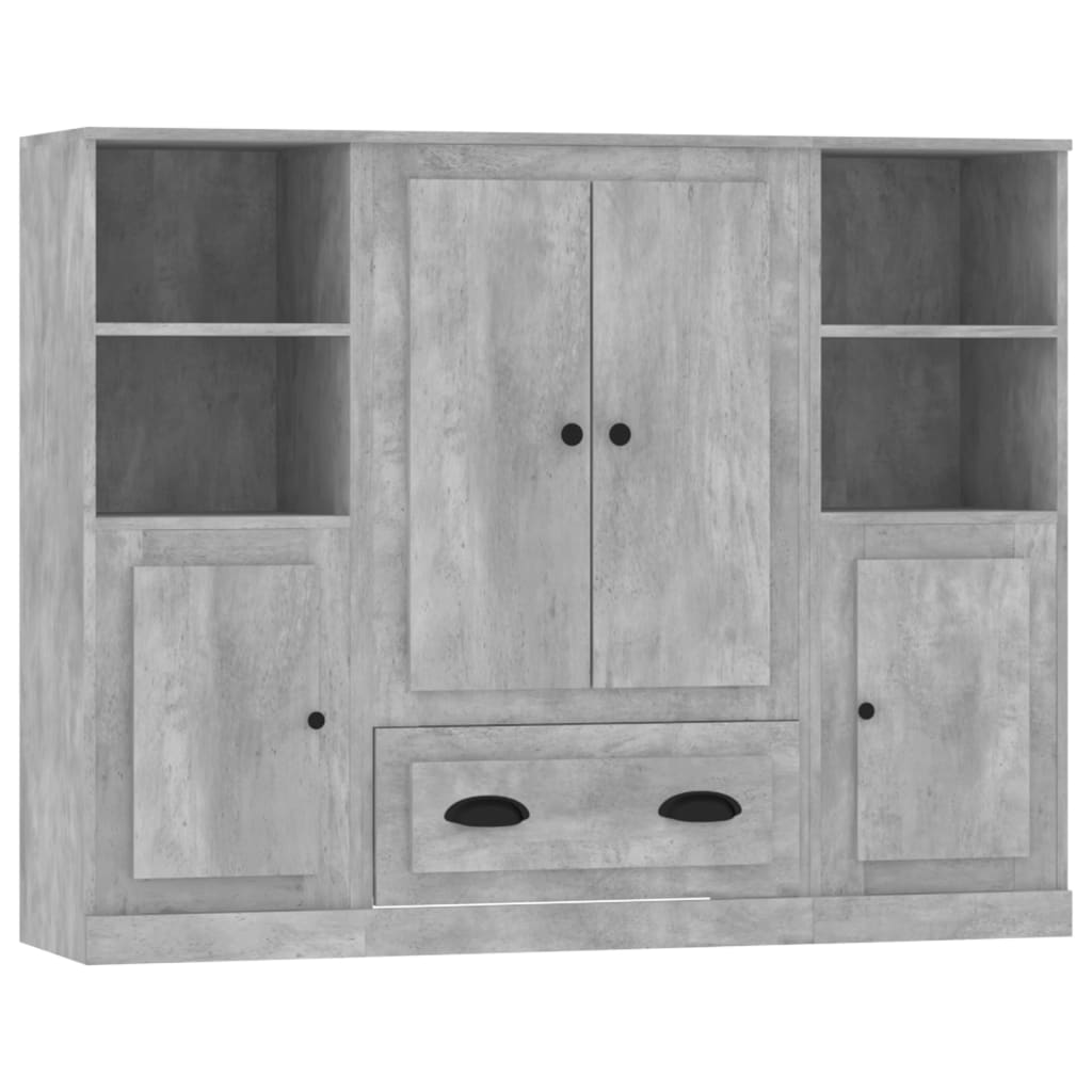 Buffets 3 pcs gris béton bois d'ingénierie - XIOS