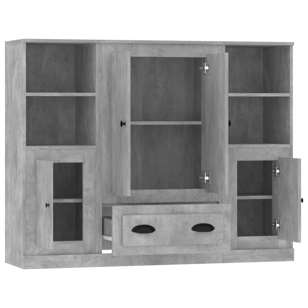 Buffets 3 pcs gris béton bois d'ingénierie - XIOS