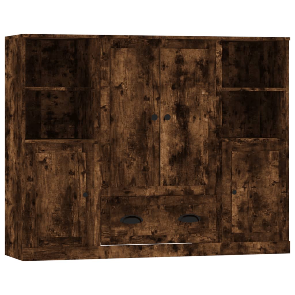 Buffets 3 pcs chêne fumé bois d'ingénierie - XIOS