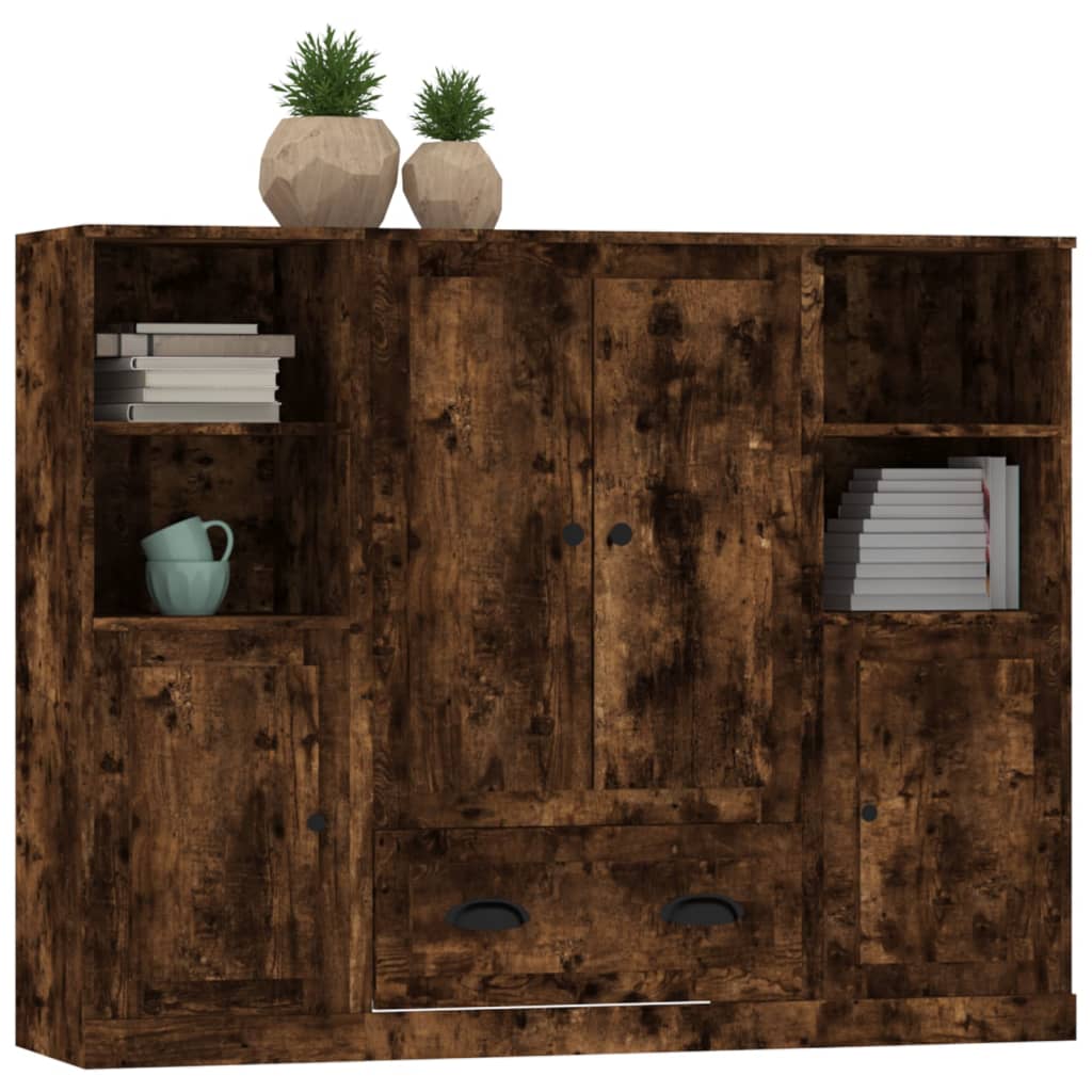 Buffets 3 pcs chêne fumé bois d'ingénierie - XIOS