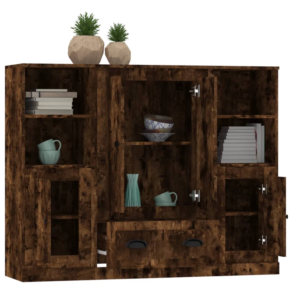 Buffets 3 pcs chêne fumé bois d'ingénierie - XIOS