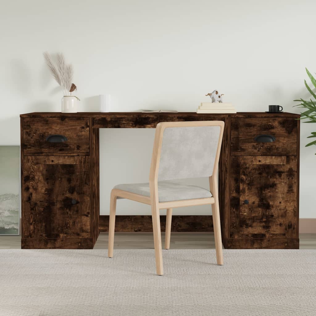 Bureau avec armoire chêne fumé bois d'ingénierie - XIOS