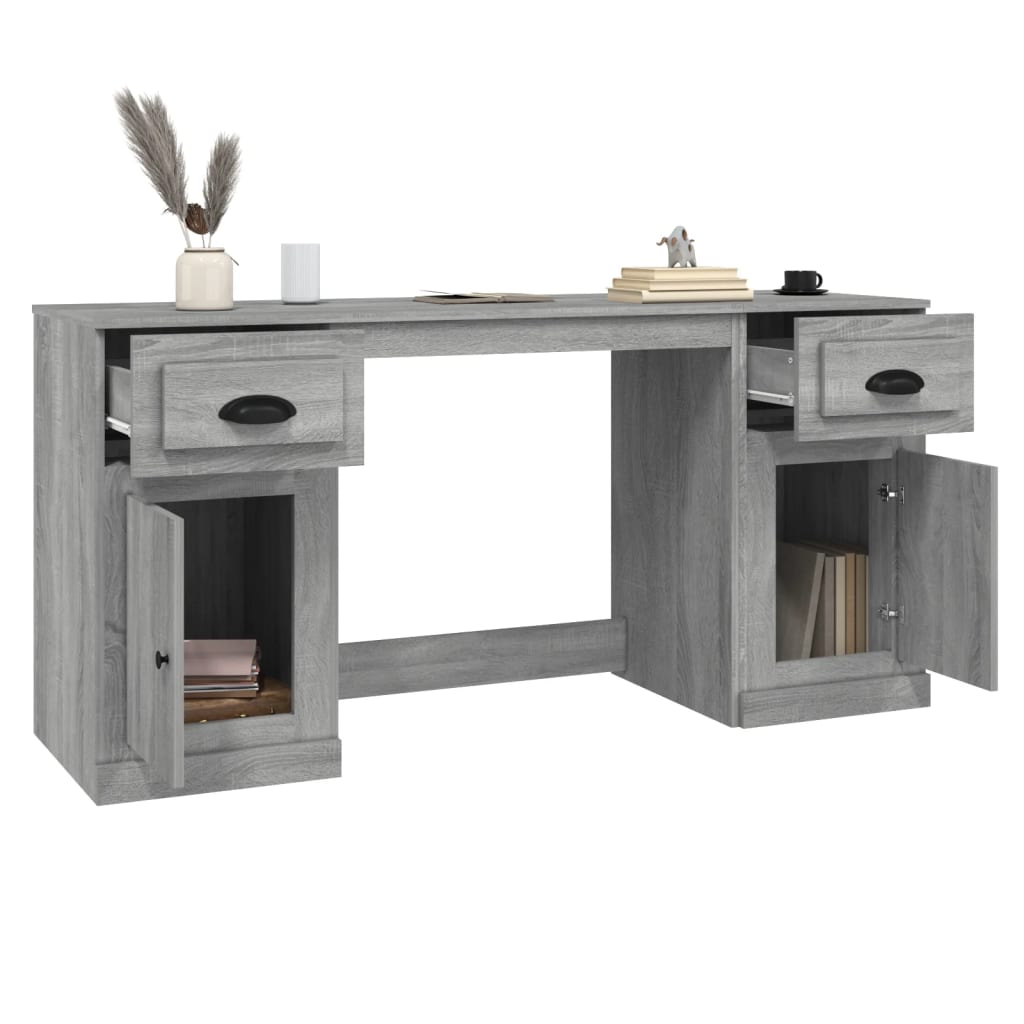Bureau avec armoire sonoma gris bois d'ingénierie - XIOS