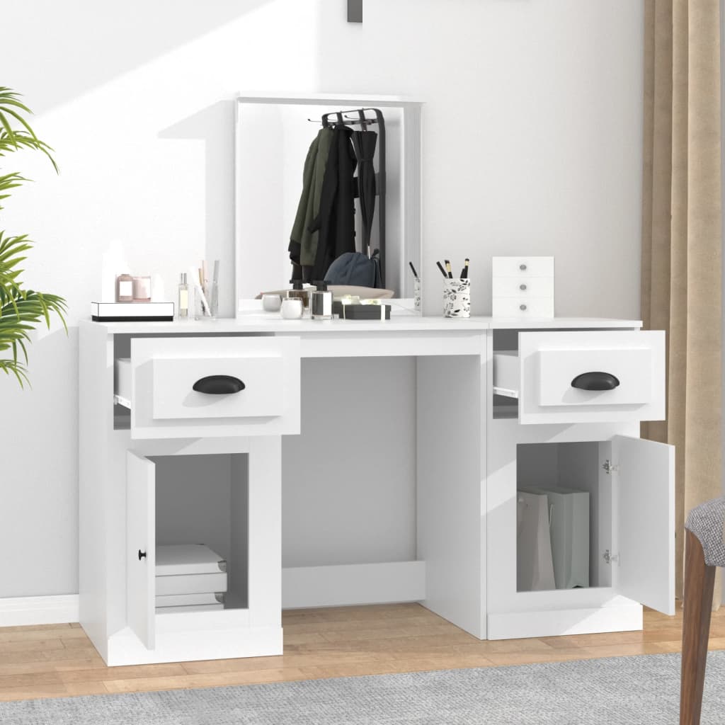 Coiffeuse avec miroir blanc 130x50x132,5 cm - XIOS