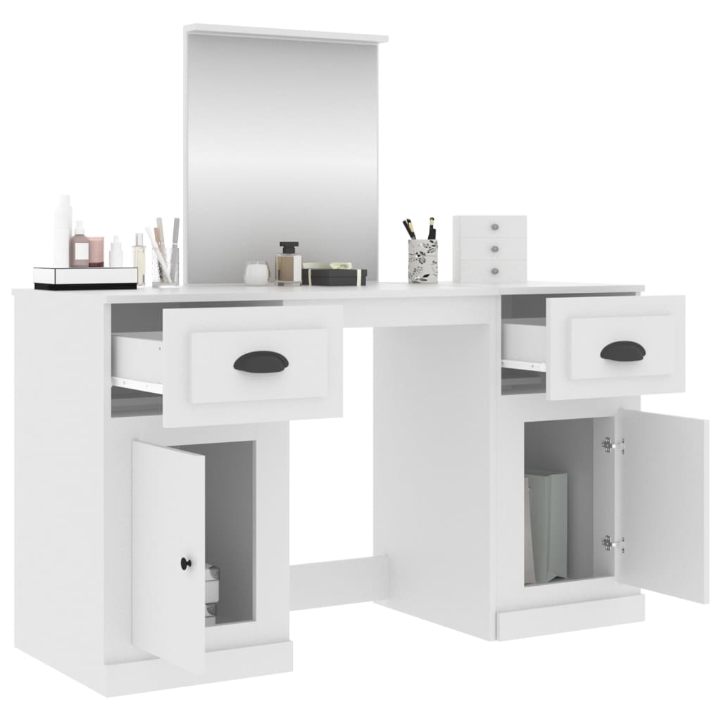 Coiffeuse avec miroir blanc 130x50x132,5 cm - XIOS