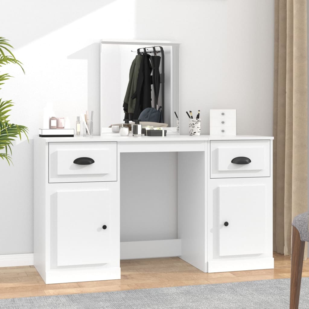Coiffeuse avec miroir blanc 130x50x132,5 cm - XIOS