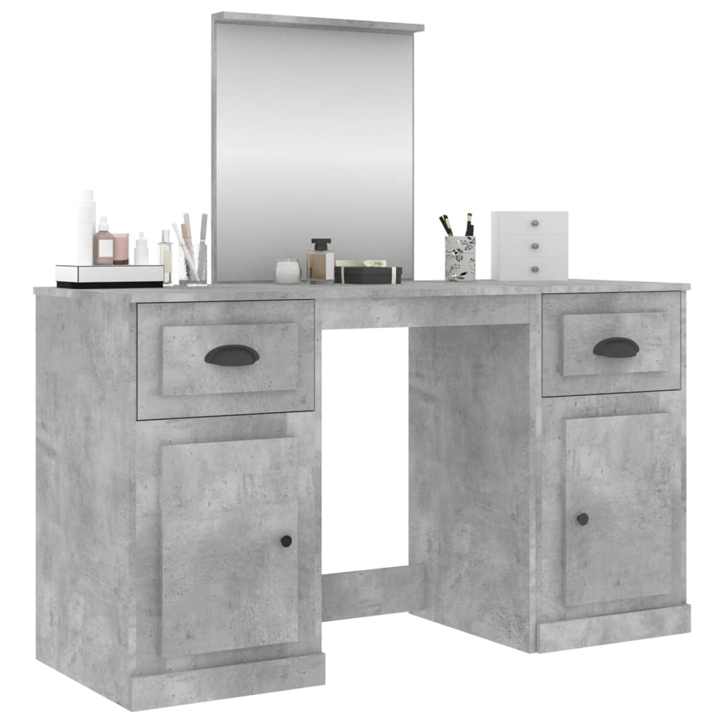 Coiffeuse avec miroir gris béton 130x50x132,5 cm - XIOS