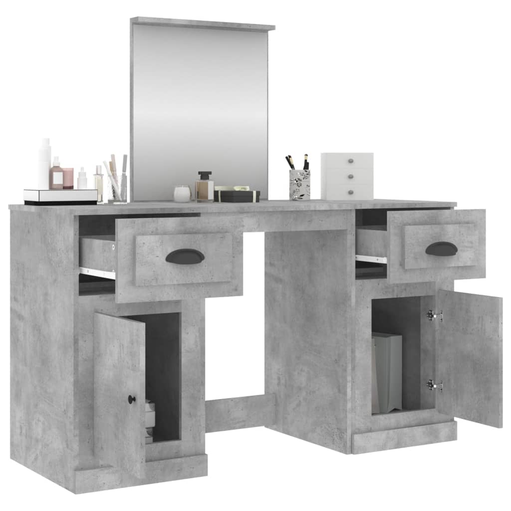 Coiffeuse avec miroir gris béton 130x50x132,5 cm - XIOS