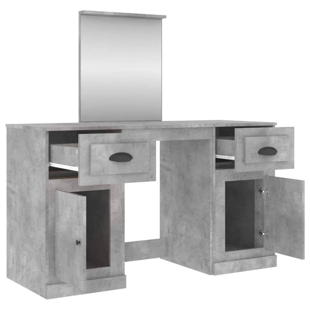 Coiffeuse avec miroir gris béton 130x50x132,5 cm - XIOS
