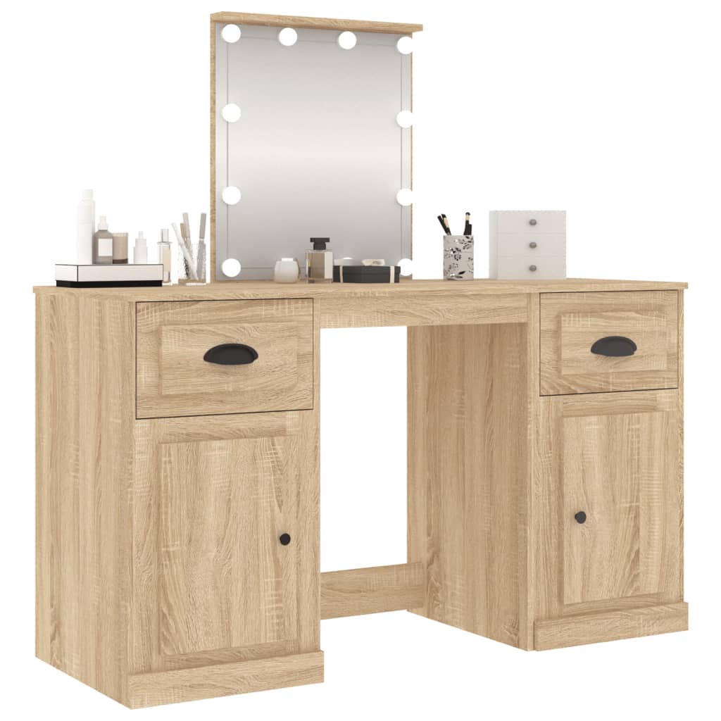 Coiffeuse avec LED chêne sonoma 130x50x132,5 cm - XIOS