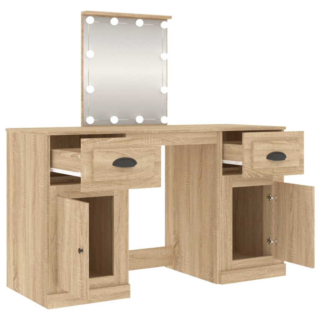 Coiffeuse avec LED chêne sonoma 130x50x132,5 cm - XIOS
