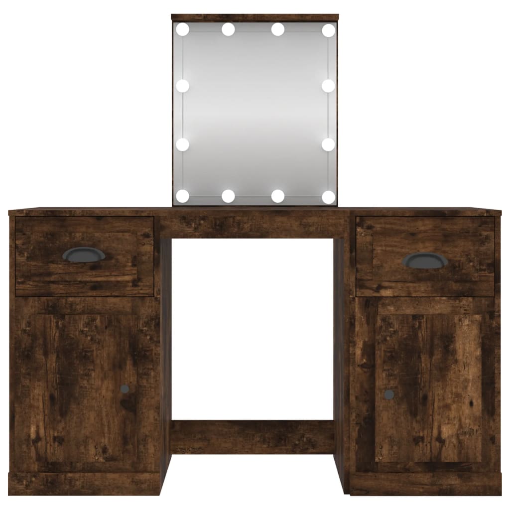 Coiffeuse avec LED chêne fumé 130x50x132,5 cm - XIOS