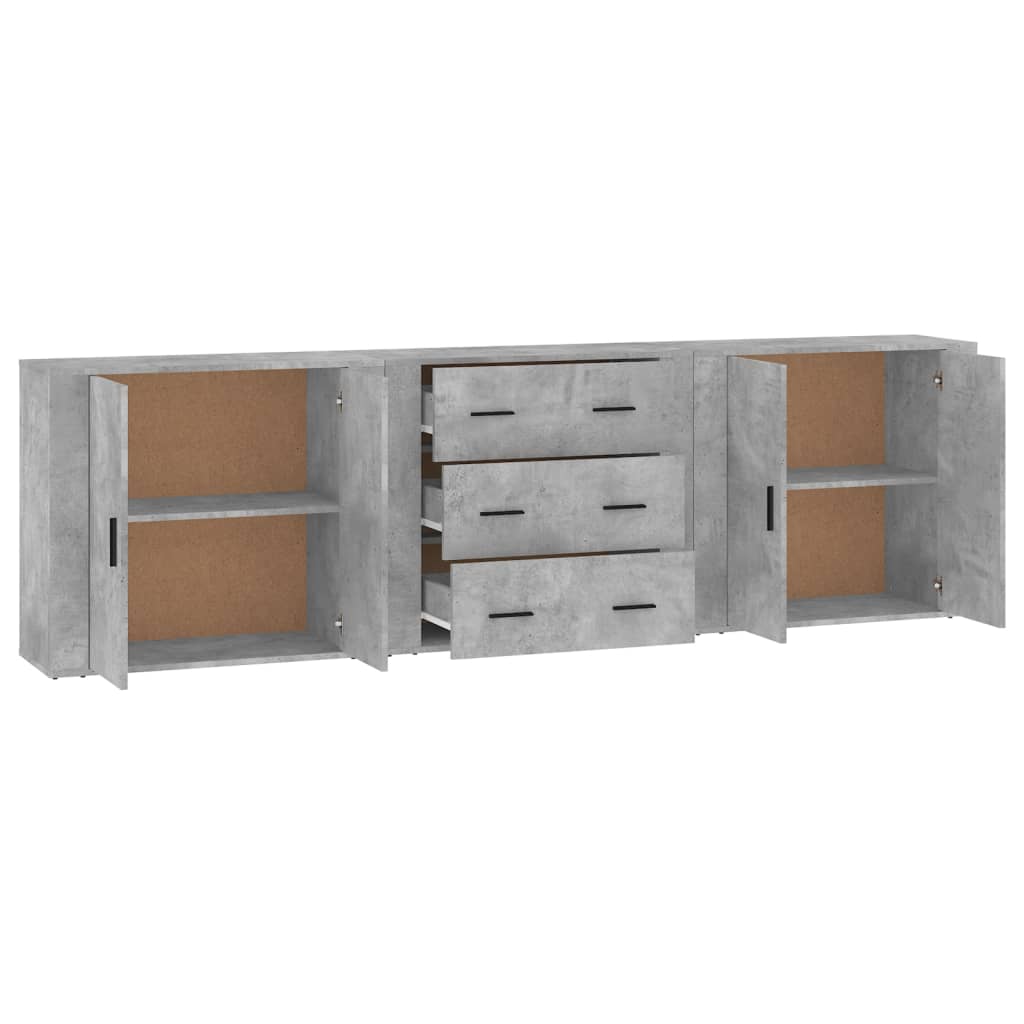 Buffets 3 pcs gris béton bois d'ingénierie - XIOS
