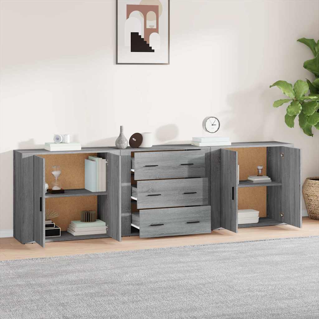 Buffets 3 pcs Sonoma gris Bois d'ingénierie - XIOS