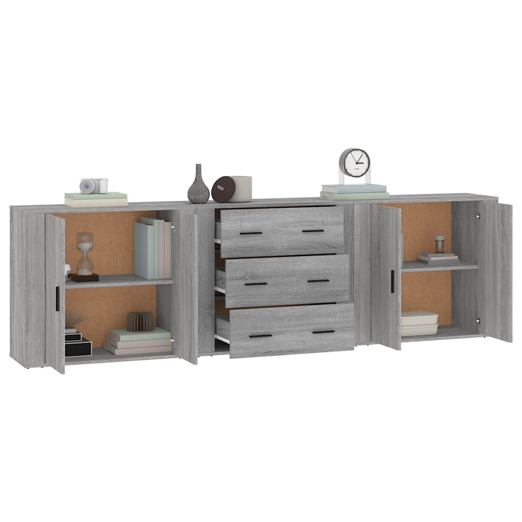 Buffets 3 pcs Sonoma gris Bois d'ingénierie - XIOS