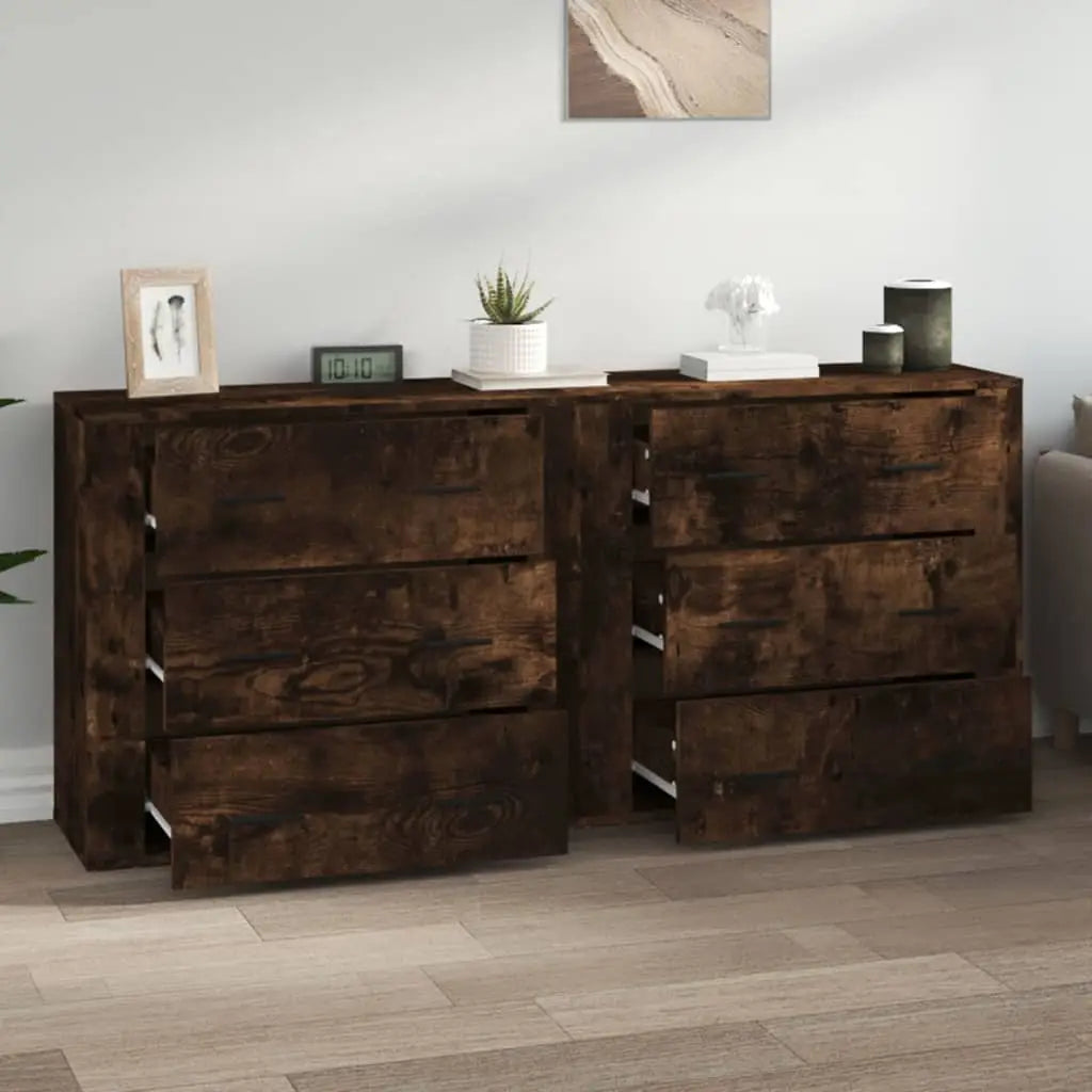 Buffets 2 pcs chêne fumé bois d’ingénierie - XIOS
