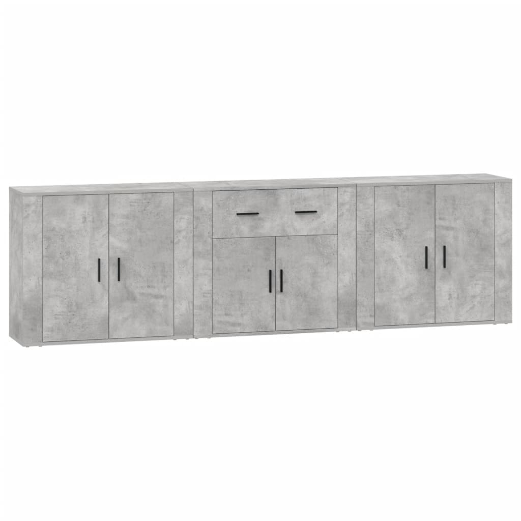 Buffets 3 pcs gris béton bois d'ingénierie - XIOS