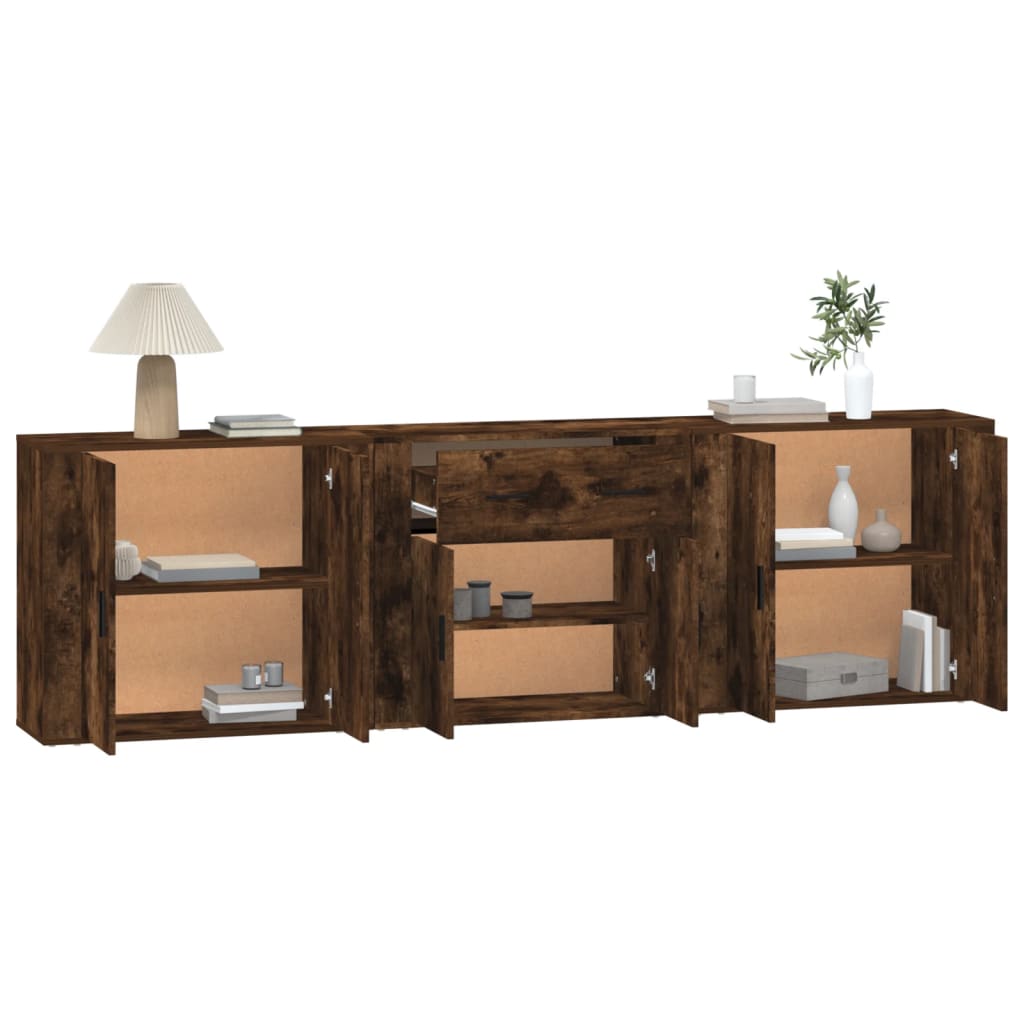 Buffets 3 pcs Chêne fumé Bois d'ingénierie - XIOS