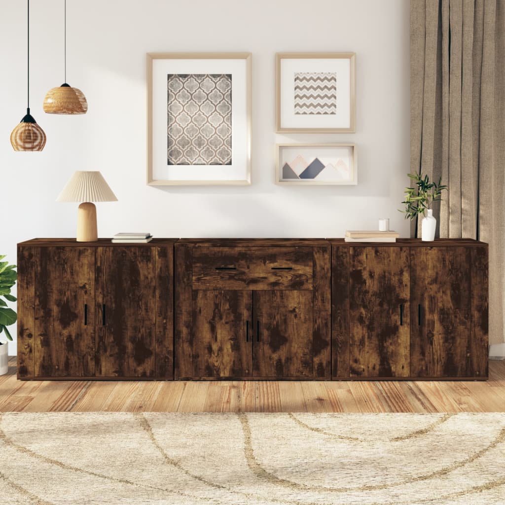 Buffets 3 pcs Chêne fumé Bois d'ingénierie - XIOS