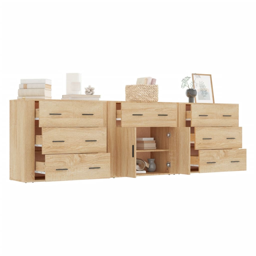 Buffets 3 pcs Chêne sonoma Bois d'ingénierie - XIOS