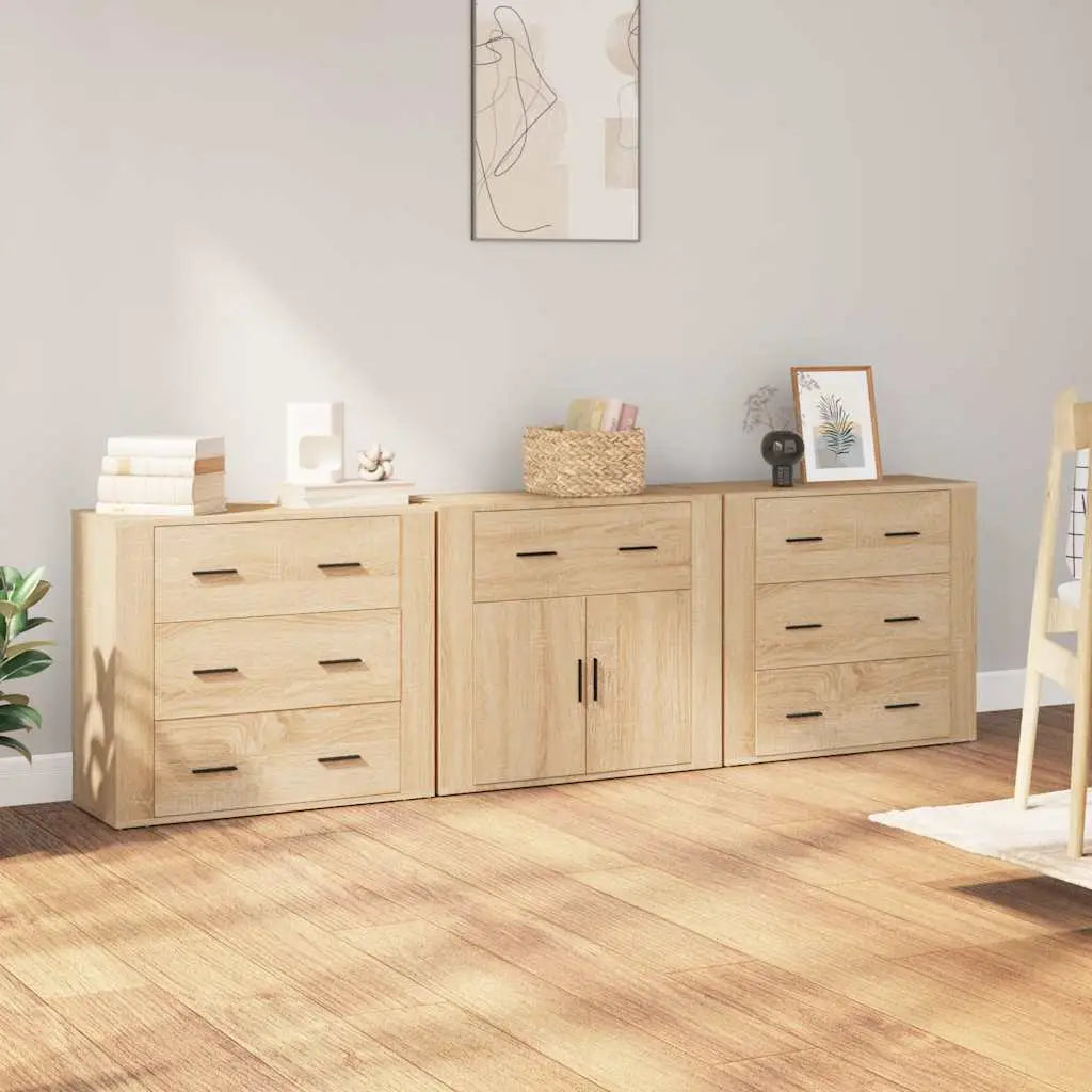 Buffets 3 pcs Chêne sonoma Bois d’ingénierie - XIOS