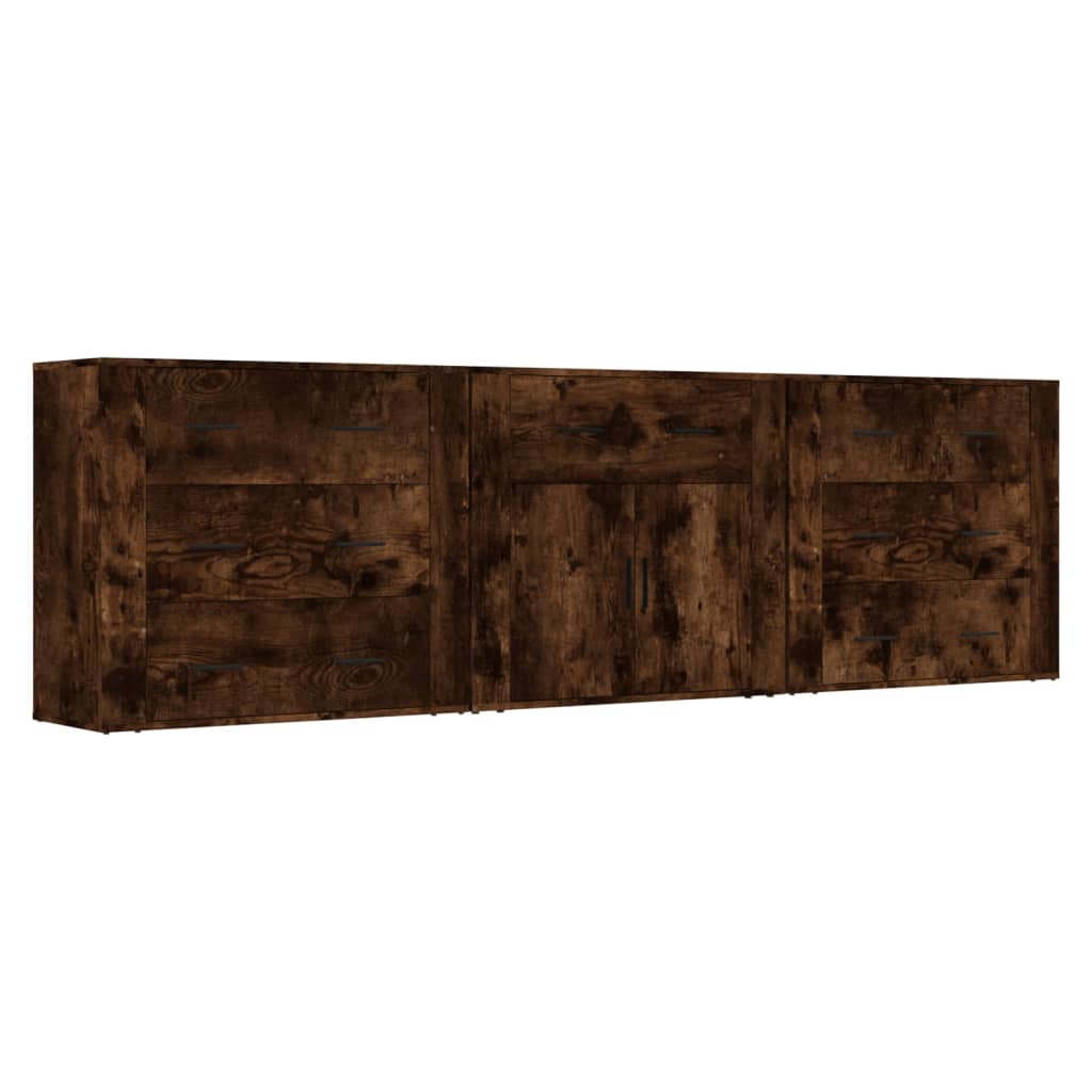 Buffets 3 pcs Chêne fumé Bois d'ingénierie - XIOS