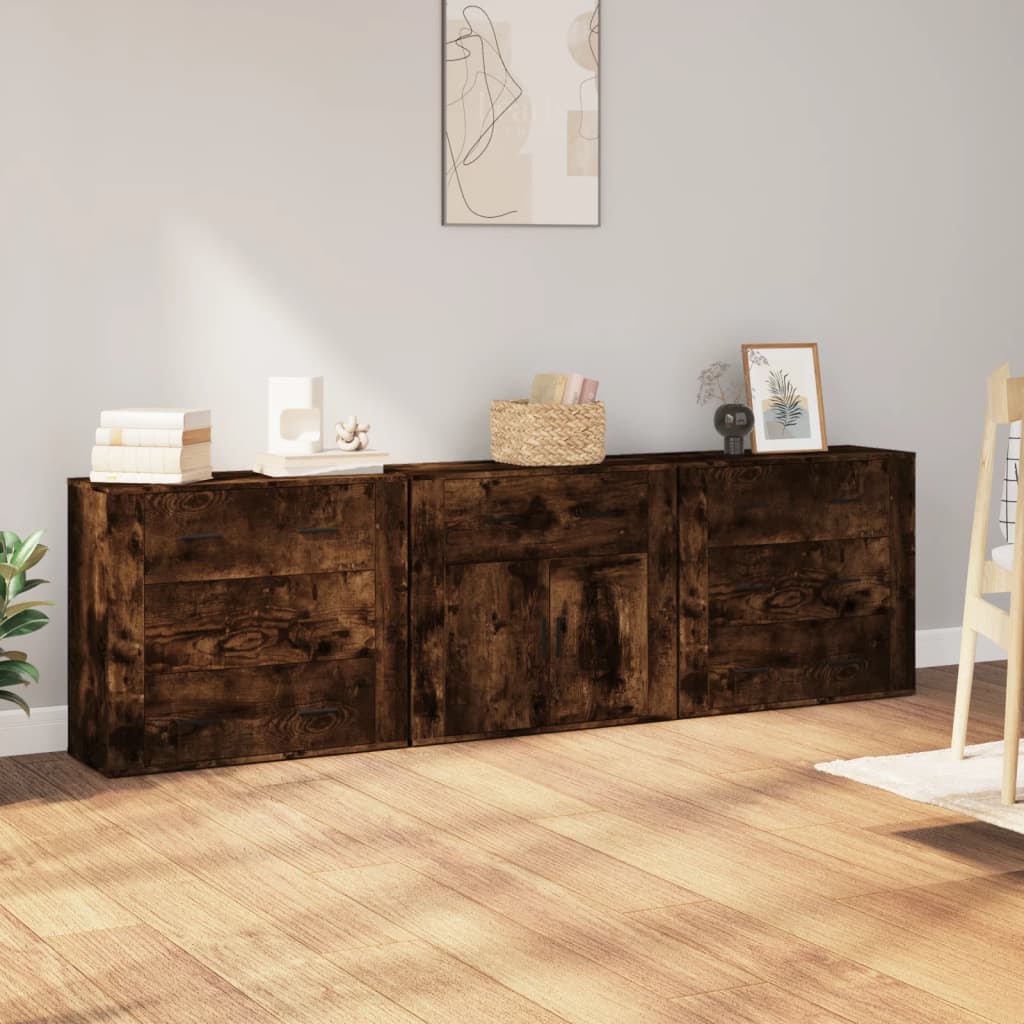 Buffets 3 pcs Chêne fumé Bois d'ingénierie - XIOS
