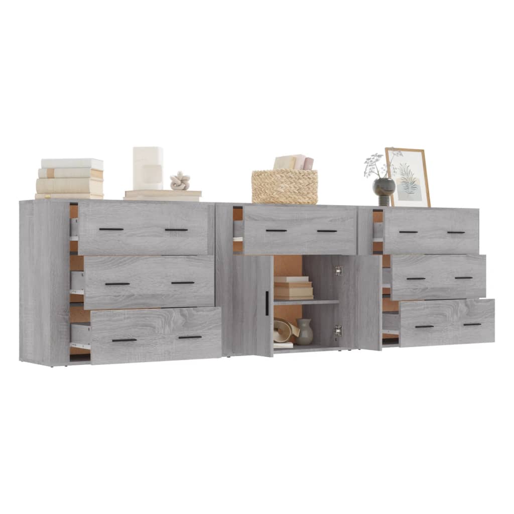 Buffets 3 pcs Sonoma gris Bois d'ingénierie - XIOS