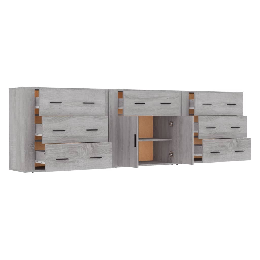 Buffets 3 pcs Sonoma gris Bois d'ingénierie - XIOS
