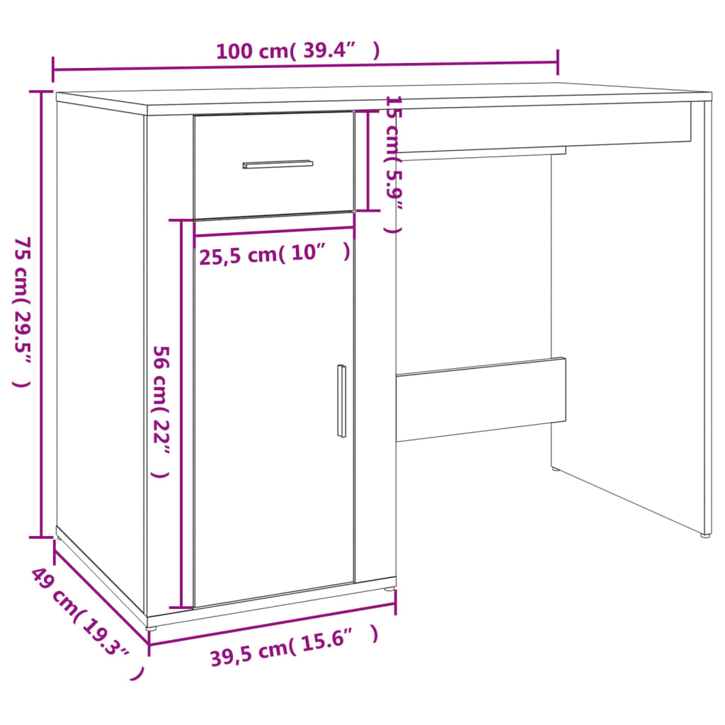 Bureau avec armoire gris béton bois d'ingénierie - XIOS
