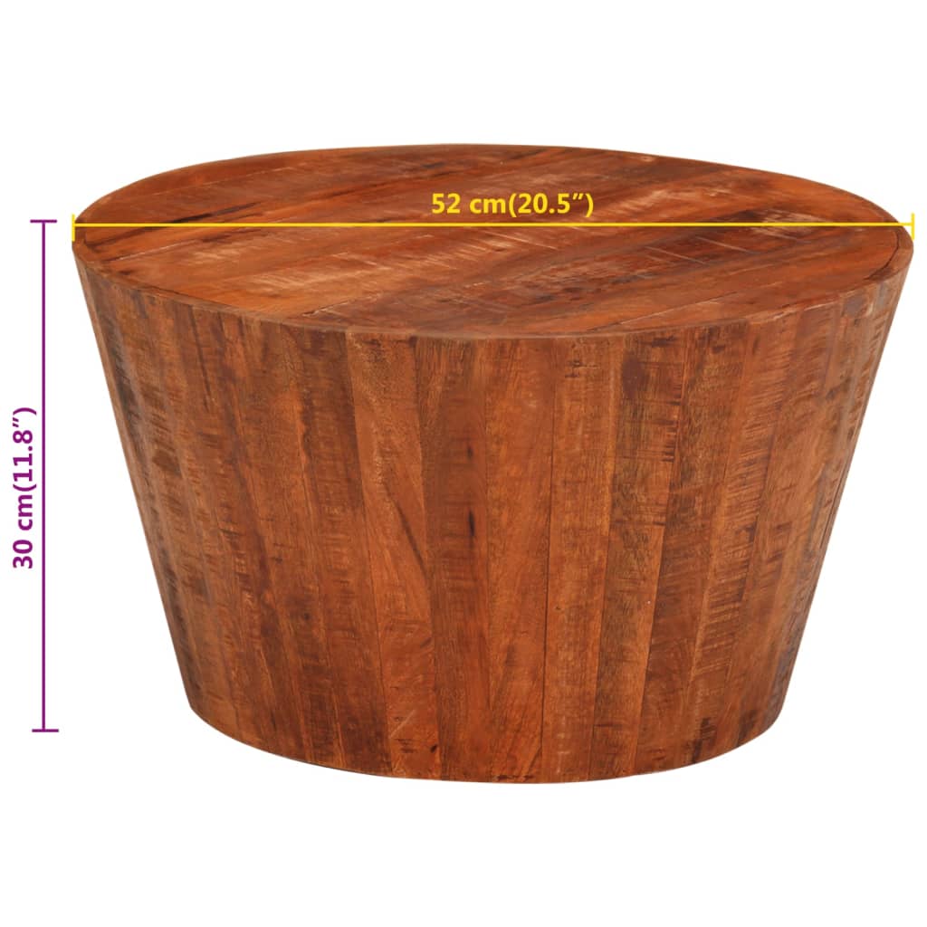 Table basse Ø 52x30 cm bois de manguier brut massif - XIOS