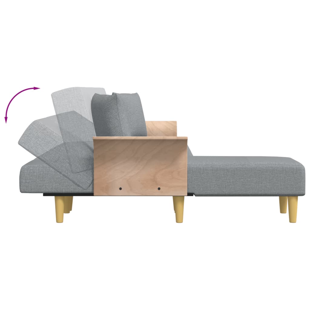 Canapé-lit en forme de L gris clair 279x140x70 cm tissu - XIOS