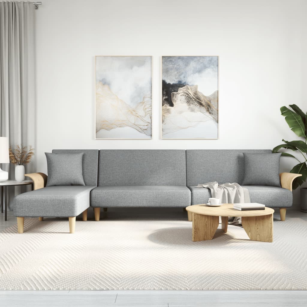 Canapé-lit en forme de L gris clair 279x140x70 cm tissu - XIOS