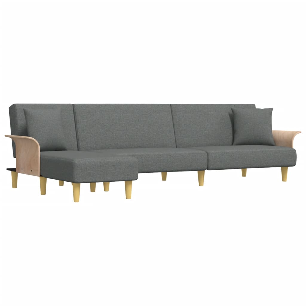Canapé-lit en forme de L gris foncé 279x140x70 cm tissu - XIOS