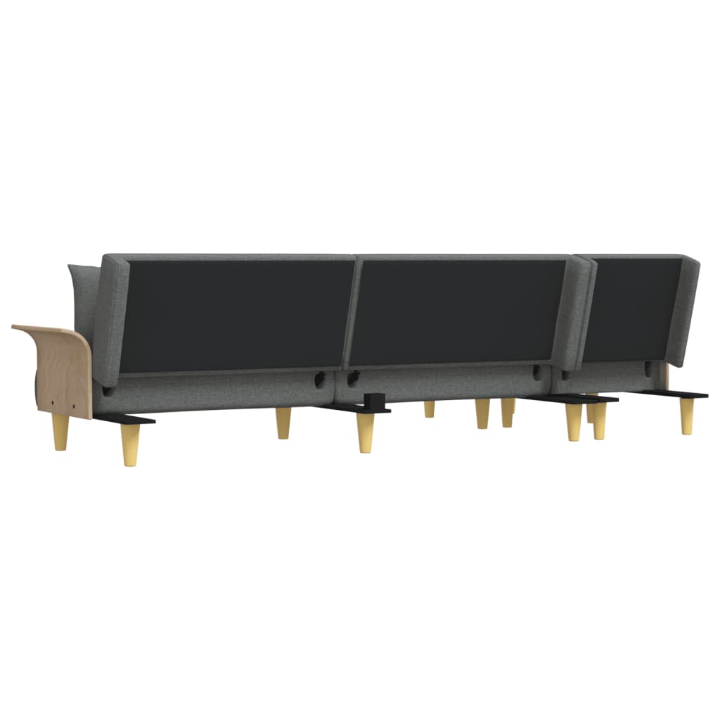 Canapé-lit en forme de L gris foncé 279x140x70 cm tissu - XIOS