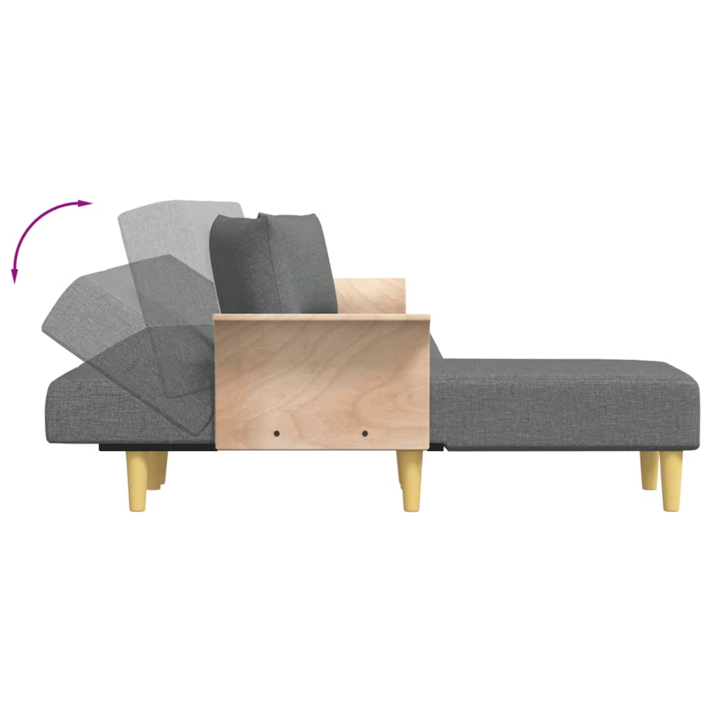 Canapé-lit en forme de L gris foncé 279x140x70 cm tissu - XIOS