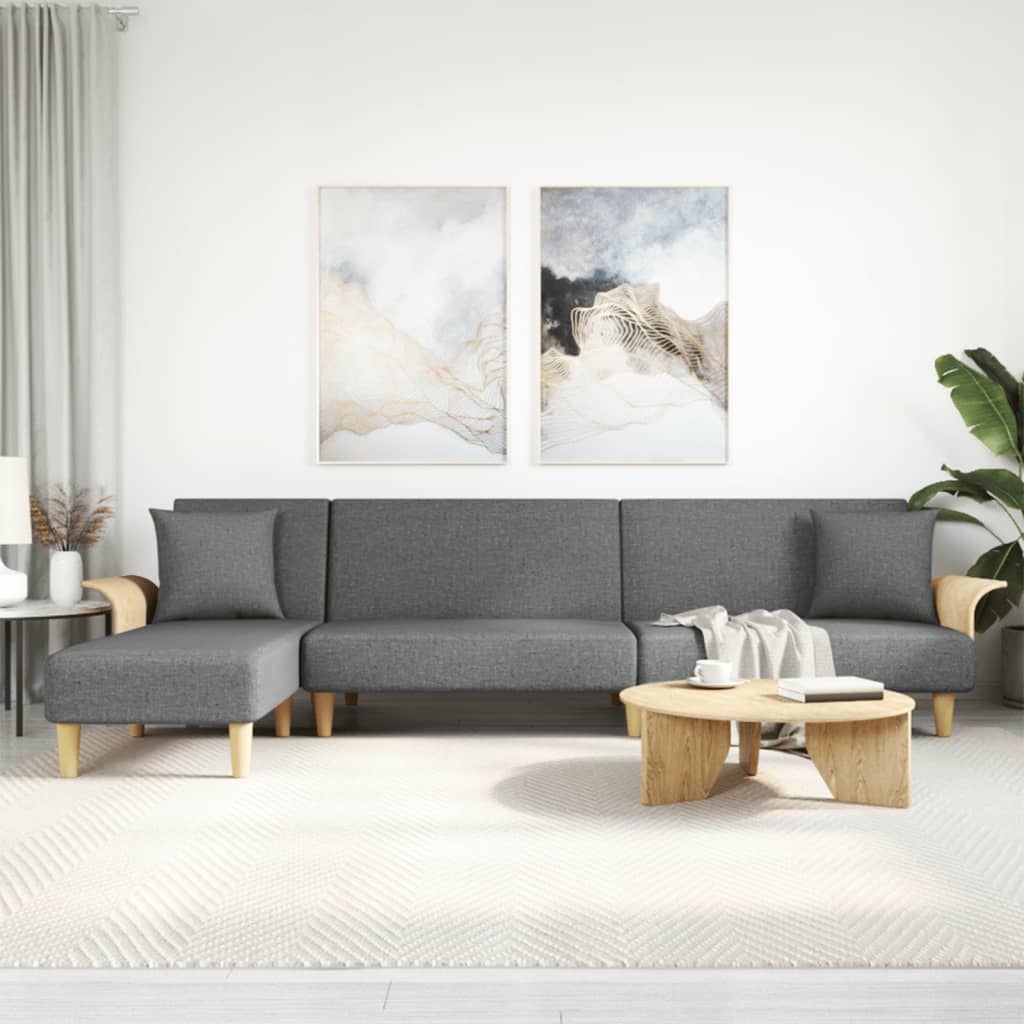 Canapé-lit en forme de L gris foncé 279x140x70 cm tissu - XIOS