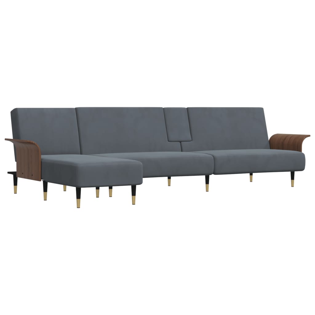 Canapé-lit en forme de L gris 279x140x70 cm velours - XIOS