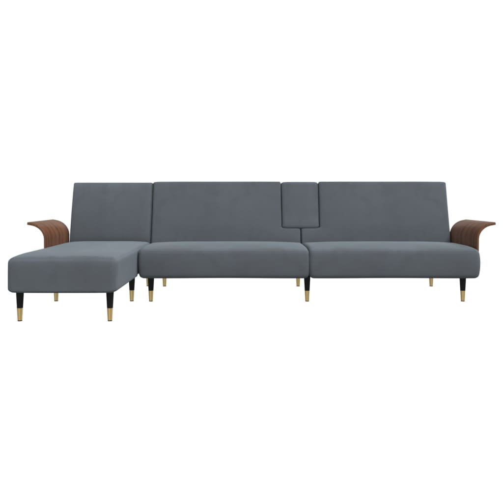Canapé-lit en forme de L gris 279x140x70 cm velours - XIOS