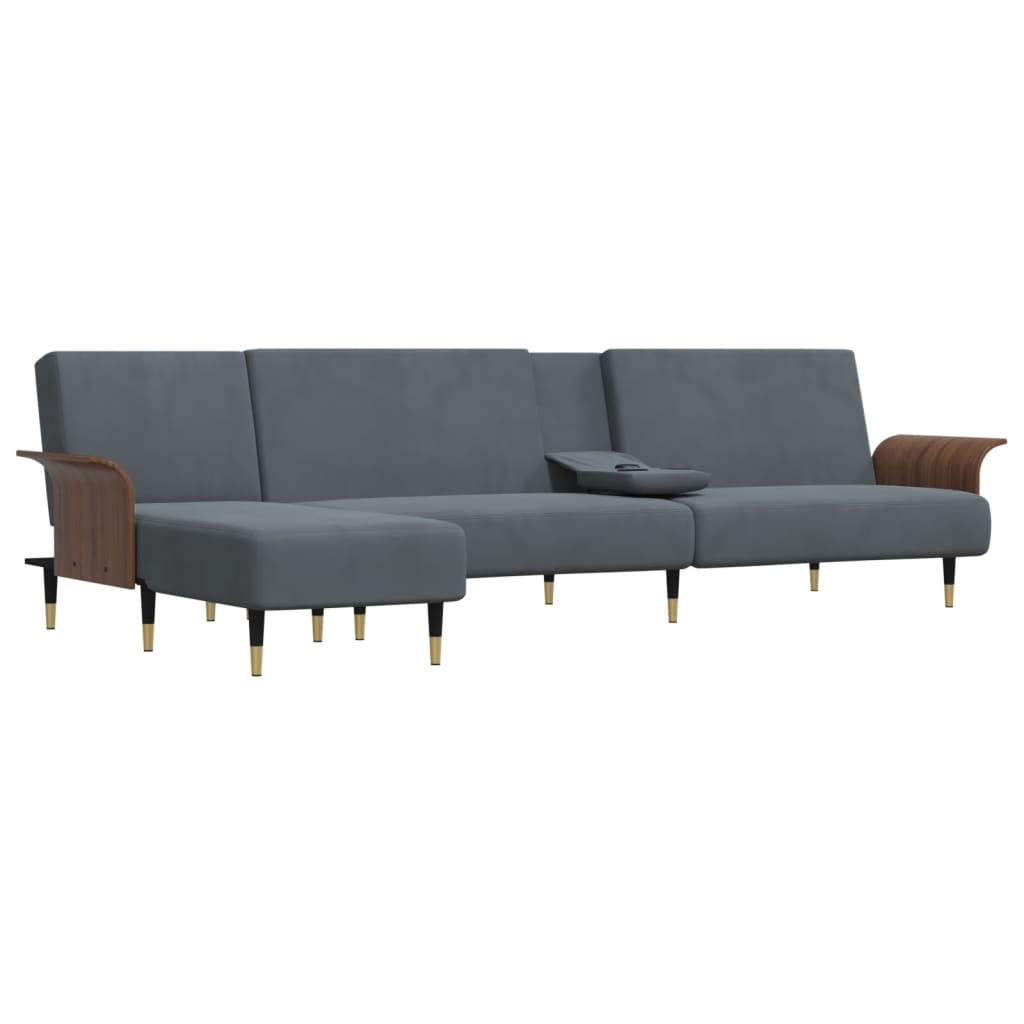 Canapé-lit en forme de L gris 279x140x70 cm velours - XIOS