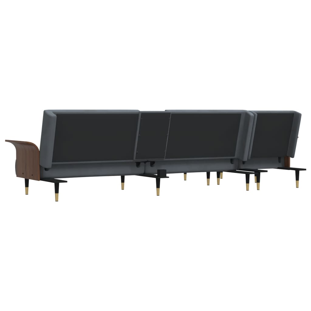 Canapé-lit en forme de L gris 279x140x70 cm velours - XIOS