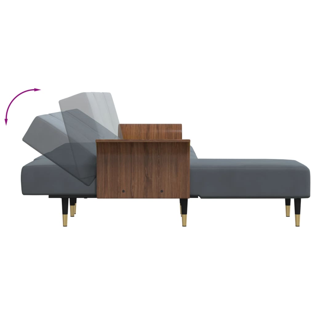 Canapé-lit en forme de L gris 279x140x70 cm velours - XIOS