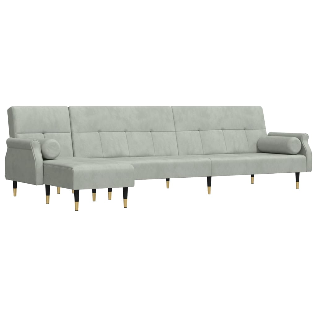 Canapé-lit en forme de L gris clair 271x140x70 cm velours - XIOS