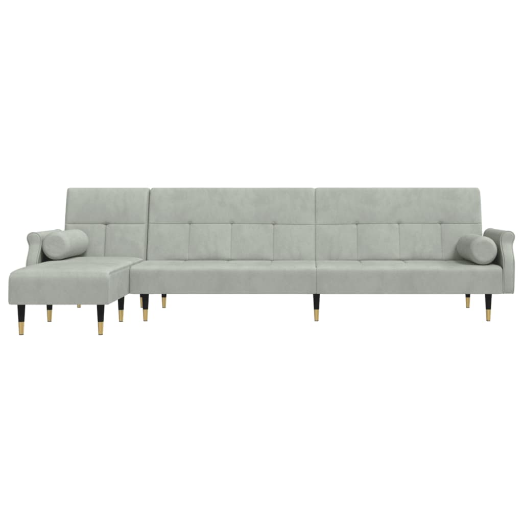 Canapé-lit en forme de L gris clair 271x140x70 cm velours - XIOS