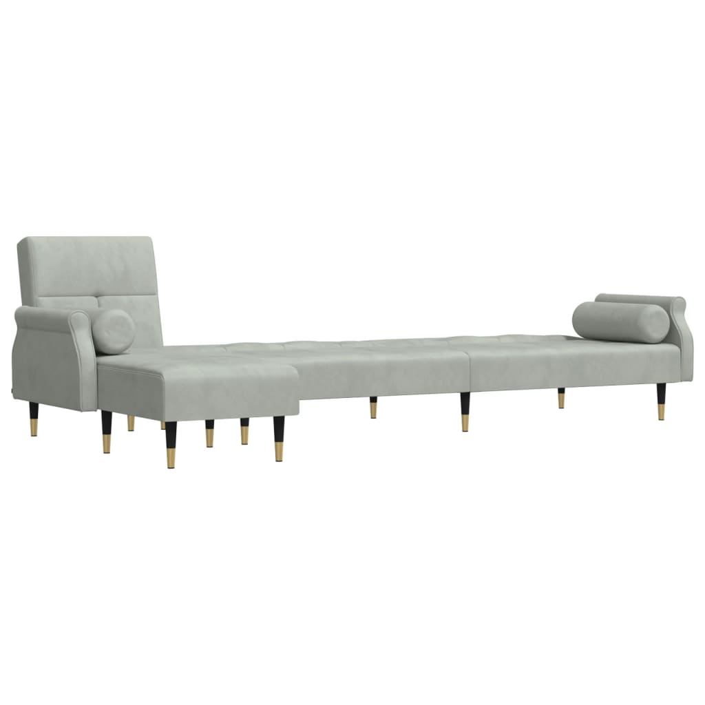 Canapé-lit en forme de L gris clair 271x140x70 cm velours - XIOS