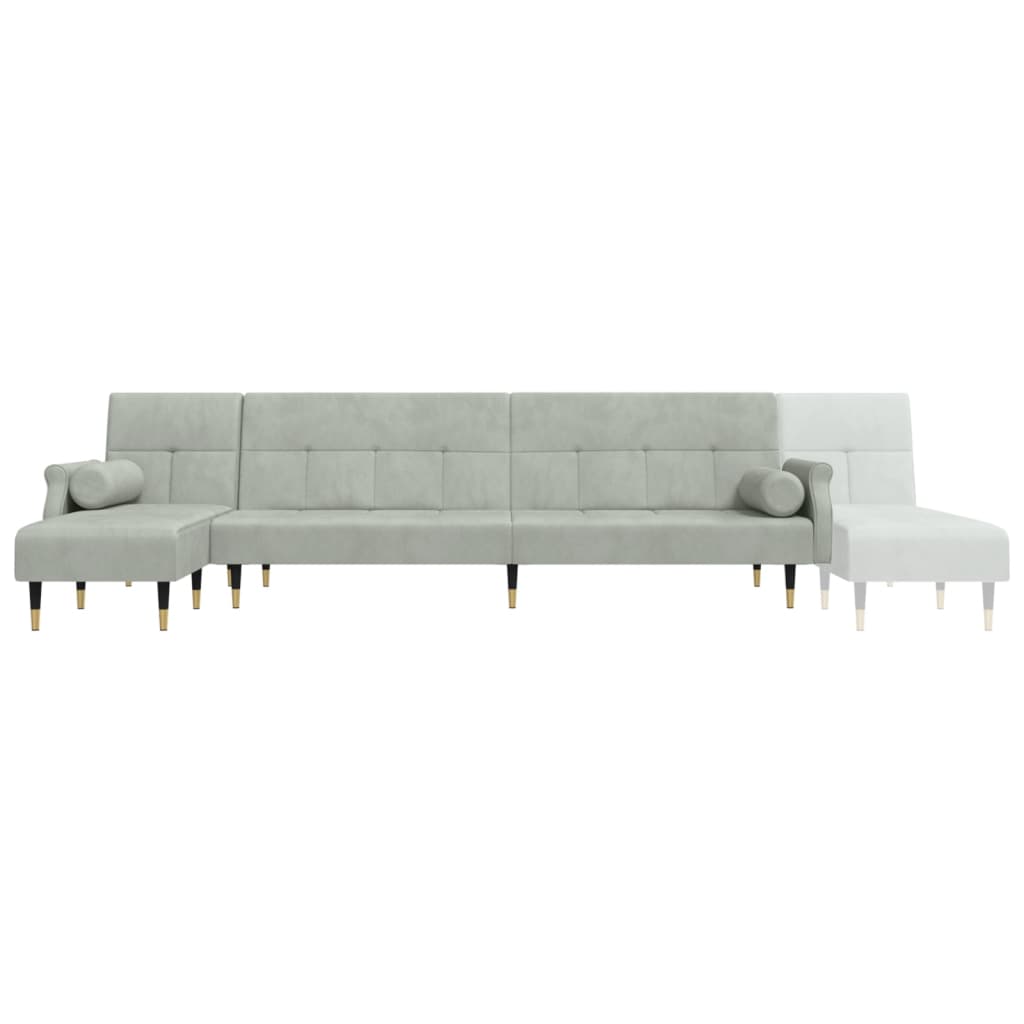 Canapé-lit en forme de L gris clair 271x140x70 cm velours - XIOS