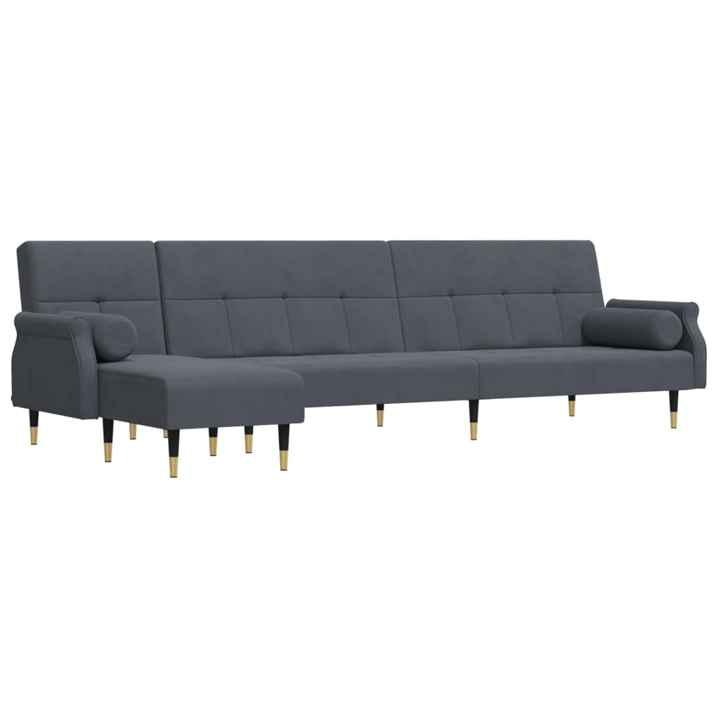 Canapé-lit en forme de L gris 271x140x70 cm velours - XIOS