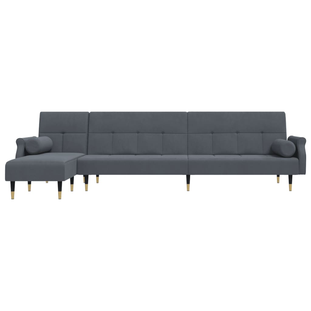 Canapé-lit en forme de L gris 271x140x70 cm velours - XIOS