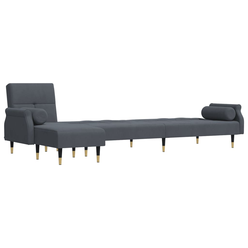 Canapé-lit en forme de L gris 271x140x70 cm velours - XIOS