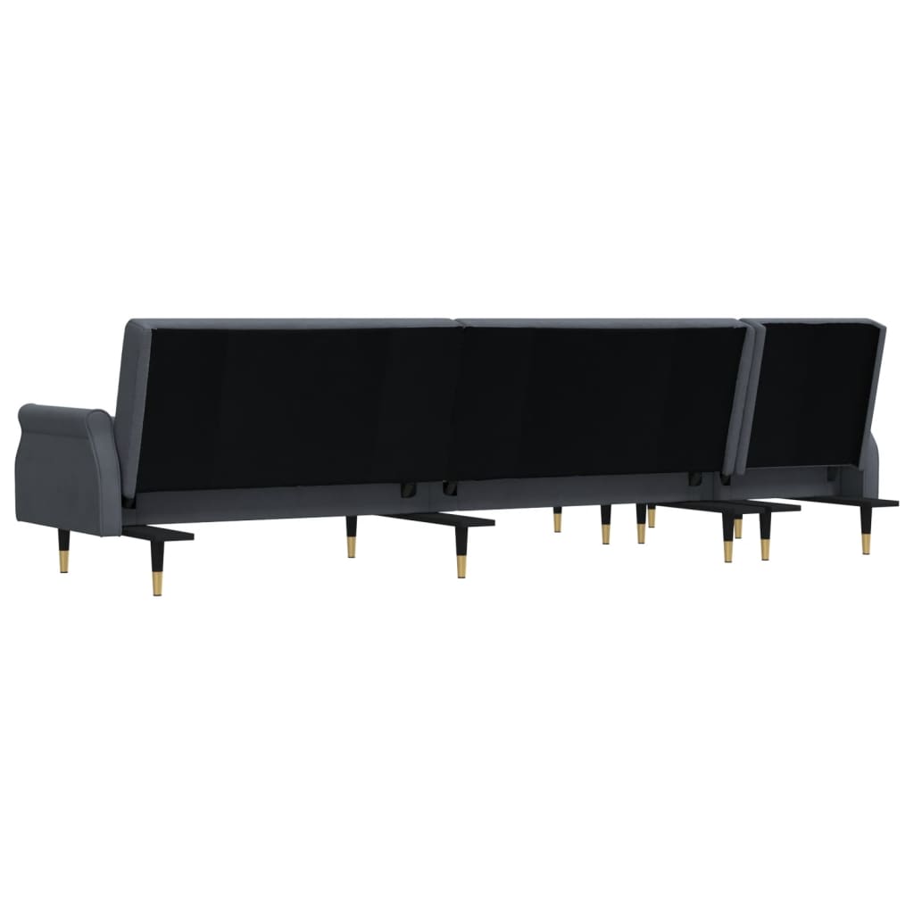 Canapé-lit en forme de L gris 271x140x70 cm velours - XIOS